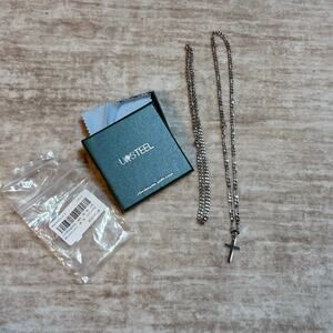 Ursteal Necklace Set Silver Cross Chain Fashion Jewelry Gift Church Christmas